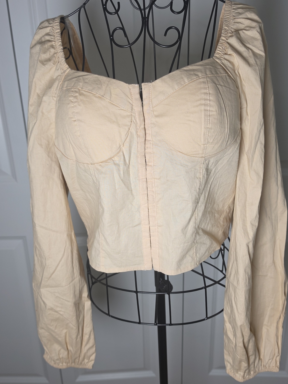 Madden NYC XXL Milkmaid Corset Top Puff Sleeve Cottagecore Hook Front Blouse
